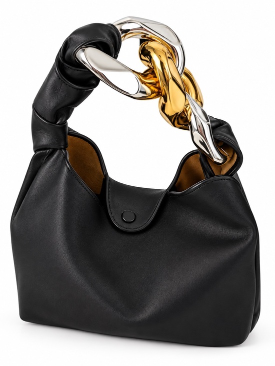 JW ANDERSON Handbags - JW ANDERSON Black Leather Satchel with Gold & Silver Chain Handle